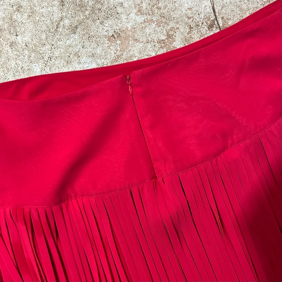 Lane Bryant Fringe Midi Skirt Sz 20 Red Back Lined Knee Length Western Cowgirl - Picture 14 of 14
